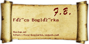 Föcs Boglárka névjegykártya